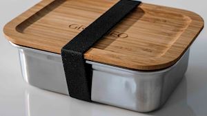 Nerezová krabička na jídlo GREENEO s těsněním | 1200 ml | Černý pásek
