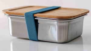Nerezová krabička na jídlo GREENEO s těsněním | 1200 ml | Modrý pásek