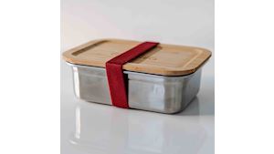 Nerezová krabička na jídlo GREENEO s těsněním | 1200 ml | Vínový pásek